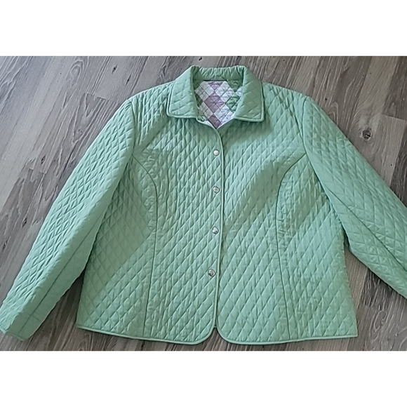 Briggs New York Women's Spring Green Quilted Jacket With Snap Front Size 18W - Picture 3 of 8